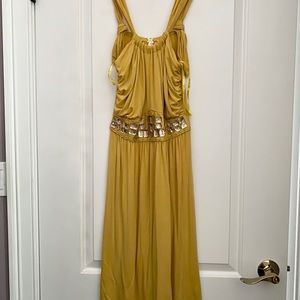 SDII dress Yellow Midi Vintage Beaded Size L